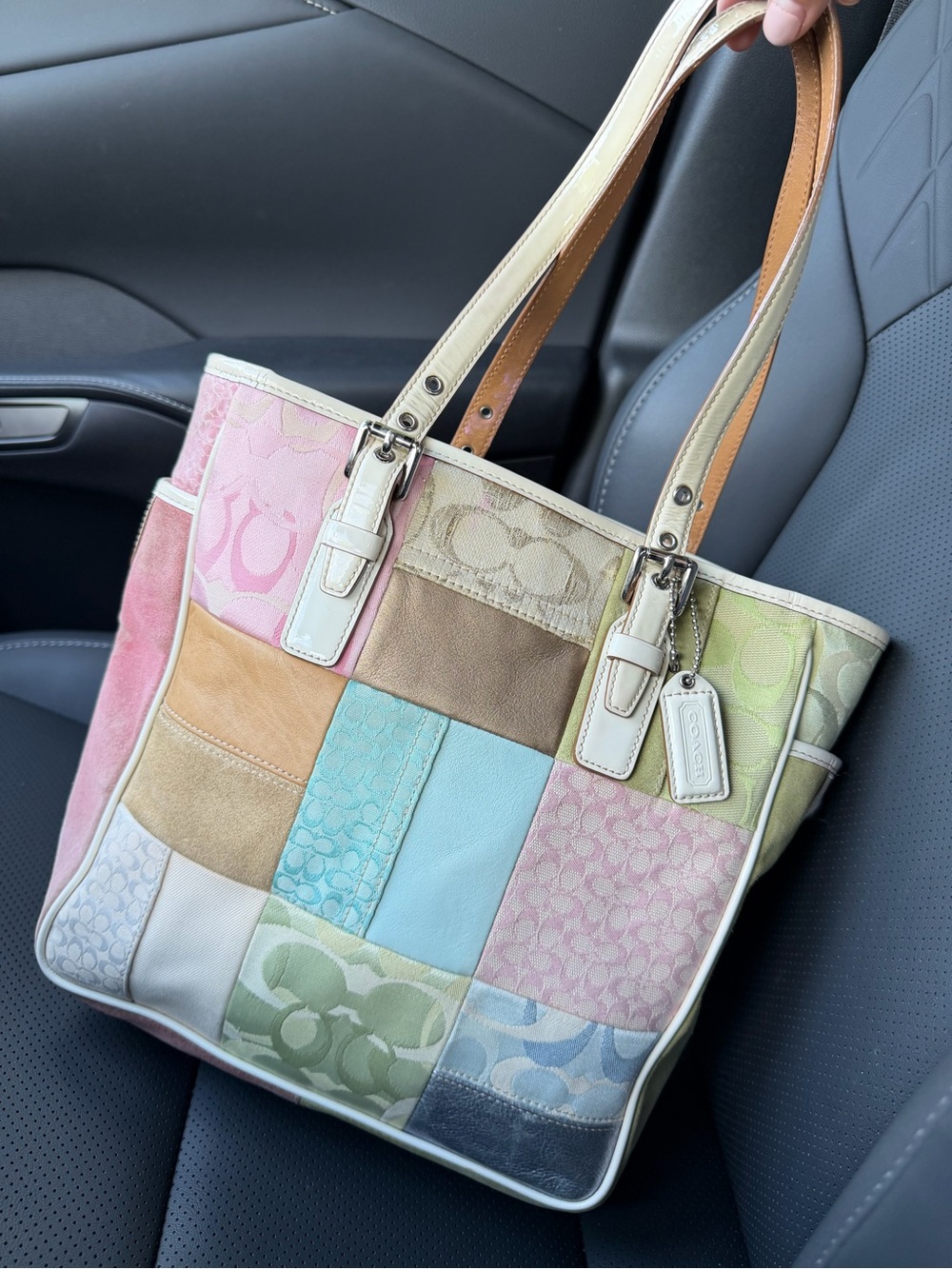 Coach 2007 Pastel Patchwork Tote Y2K Rare Hangtag